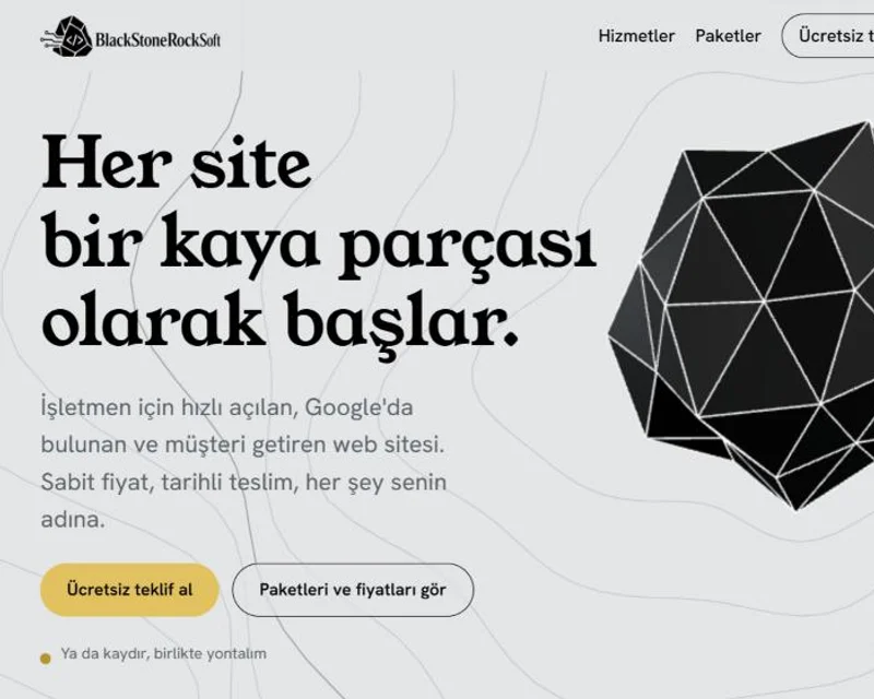 BlackStoneRockSoft sitesinin giriş ekranı: kaya ve başlık